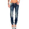 Cipo & Baxx Slim Fit Jeans Damen Stonewashed  WD256 Blue W26/L34