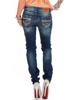 Cipo & Baxx Slim Fit Jeans Damen Stonewashed  WD256 Blue W32/L34