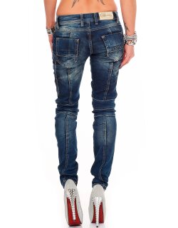 Cipo & Baxx Slim Fit Jeans Damen Stonewashed WD255 Blue W26/L34