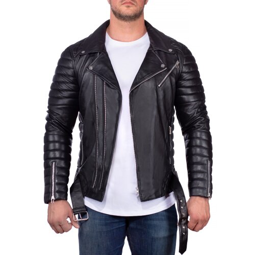 Reichstadt Herren Jacke -- RS001LUX  black gen. leather - silver zipper XS