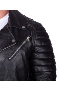 Reichstadt Herren Jacke -- RS001LUX  black gen. leather - silver zipper XS