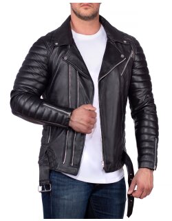 Reichstadt Herren Jacke -- RS001LUX  black gen. leather - silver zipper S