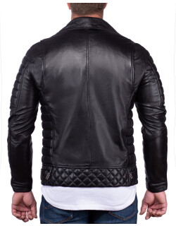 Reichstadt Herren Jacke -- RS001LUX  black gen. leather - silver zipper S