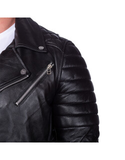 Reichstadt Herren Jacke -- RS001LUX  black gen. leather - silver zipper S