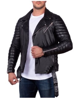 Reichstadt Herren Jacke -- RS001LUX  black gen. leather - silver zipper L