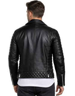 Reichstadt Herren Slim Fit Bikerjacke Silver Zipper  RS001LUX Black XL