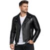 Reichstadt Herren Slim Fit Bikerjacke Silver Zipper  RS001LUX Black XL