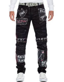 Cipo & Baxx Straight Fit Jeans Herren Mid Waist CD571 Black W36/L32