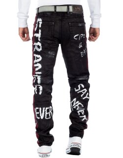 Cipo & Baxx Straight Fit Jeans Herren Mid Waist CD571 Black W31/L34
