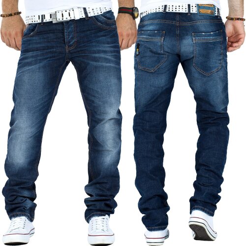 Cipo & Baxx Regular Fit Jeans Herren Stonewashed CD186A Blue W29/L32