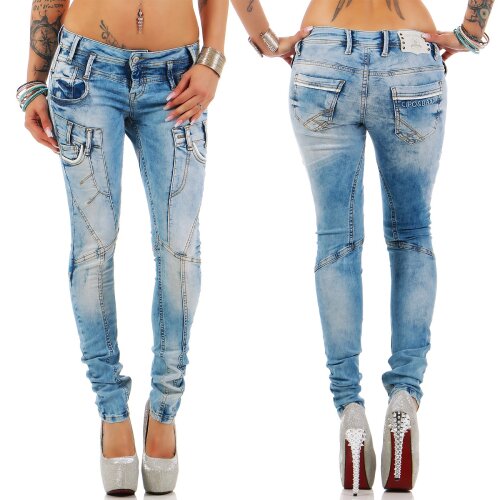 Cipo & Baxx slim fit Jeans Damen Stonewashed WD216 Blue W26/L32
