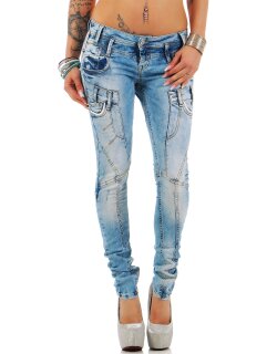 Cipo & Baxx slim fit Jeans Damen Stonewashed WD216 Blue W26/L32