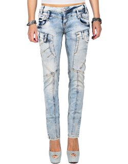 Cipo & Baxx slim fit Jeans Damen Stonewashed WD216 Blue W27/L34