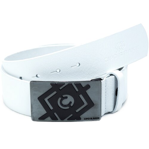 Cipo & Baxx Herren Gürtel C44856 White 100cm x 4,8cm