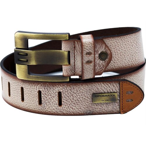 Cipo & Baxx Herren Gürtel CG106 braun 105cm x 4,7cm