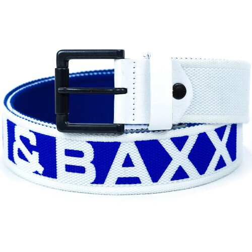 Cipo & Baxx Herren Gürtel-weiß Schrift-blau C-2133 100cm x 4,7cm