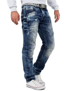 Cipo & Baxx regular fit Jeans Herren Stonewashed CD104 Blue W28/L30