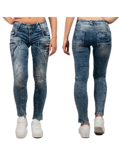 Cipo & Baxx Slim Fit Low Waist Hose Damen Stone Blau W27/L32 - WD322