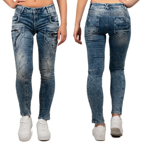 Cipo & Baxx slim fit Jeans Damen Stonewashed WD322 Blue W30/L32