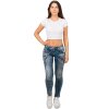 Cipo & Baxx Slim Fit Low Waist Hose Damen Stone Blau W31/L34 - WD322