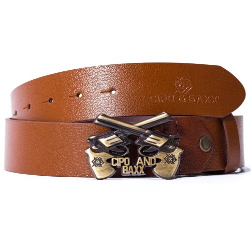 Cipo & Baxx Herren Gürtel CG148 taba 100cm x 3,8cm