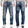 Cipo & Baxx Regular Fit Jeans Herren Stonewashed CD391 Blue W30/L32