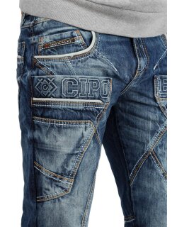 Cipo & Baxx Regular Fit Jeans Herren Stonewashed CD391 Blue W34/L32