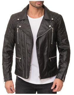 Reichstadt Regular Fit Kunstlederjacke Gunmetal Zipper...