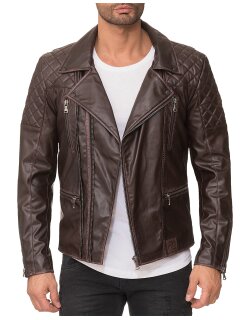 Reichstadt Regular Fit Kunstlederjacke Gunmetal Zipper RS007 PU