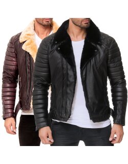 Reichstadt slim fit Kunstlederjacke Herren Silver Zipper...