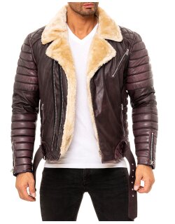 Reichstadt slim fit Kunstlederjacke Herren Silver Zipper...