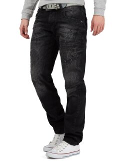 Cipo & Baxx regular fit Jeans Herren Stonewashed CD104 Black W30/L32