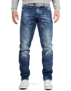 Cipo & Baxx Herren regular fit Hose Stonewashed BA-CD319Y Blue W34/L32