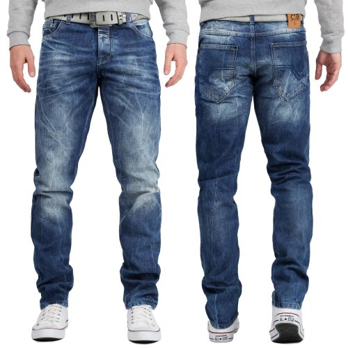 Cipo & Baxx Herren regular fit Hose Stonewashed BA-CD319Y Blue W36/L32