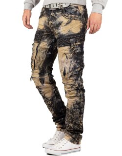Cipo & Baxx regular fit Jeans Herren Stonewashed CD494 Khaki W36/L32