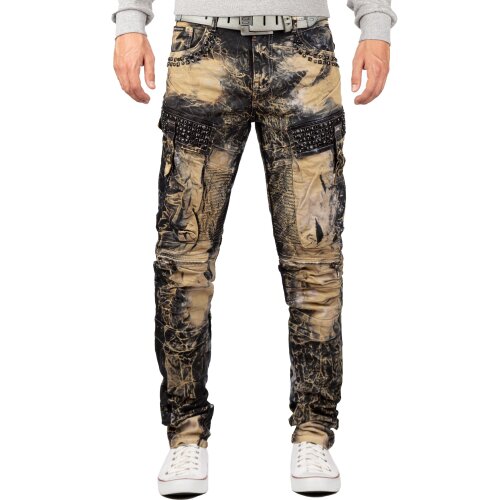 Cipo & Baxx regular fit Jeans Herren Stonewashed CD494 Khaki W38/L34