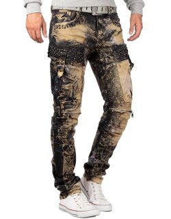 Cipo & Baxx regular fit Jeans Herren Stonewashed CD494 Khaki W38/L34