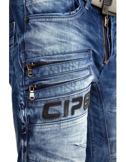 Cipo & Baxx Regular Fit Hose Herren Stonewashed Blau W32/L32 - CD491