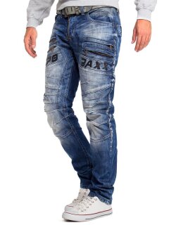 Cipo & Baxx Regular Fit Hose Herren Stonewashed Blau W34/L32 - CD491