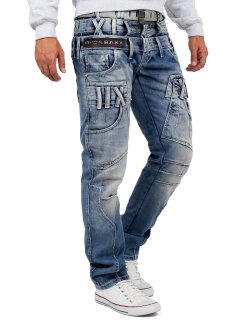 Cipo & Baxx regular fit Jeans Herren Stonewashed CD466 Blue W34/L32
