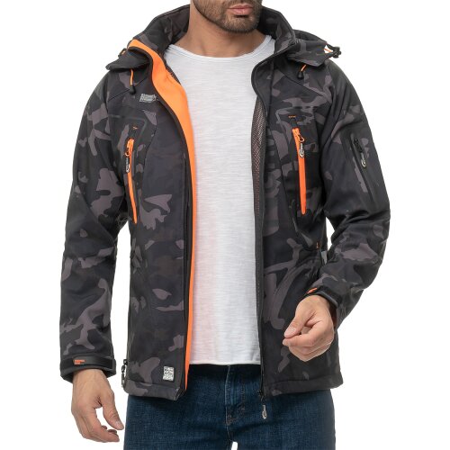 Geographical Norway Regular Fit Softshelljacke Ohne Waschung  Techno Men Black-Orange S