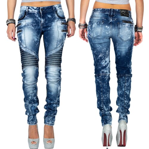 Cipo & Baxx Slim Fit Jeans Damen Stonewashed WD361 Blue W27/L32