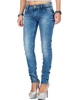 Cipo & Baxx Slim Fit Jeans Damen Stonewashed WD344 Blue W27/L32