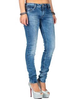Cipo & Baxx Slim Fit Jeans Damen Stonewashed WD344 Blue W27/L32