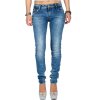 Cipo & Baxx Slim Fit Jeans Damen Stonewashed WD344 Blue W27/L32