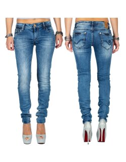 Cipo & Baxx Damen Jeans WD344 Blau W30/L32