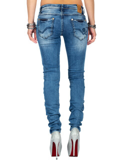 Cipo & Baxx Damen Jeans WD344 Blau W30/L32