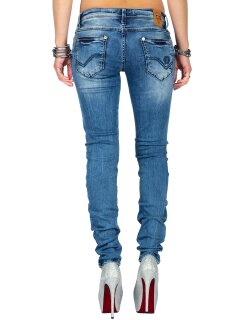 Cipo & Baxx Slim Fit Jeans Damen Stonewashed WD344 Blue W30/L32