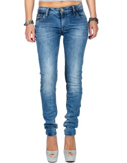 Cipo & Baxx Slim Fit Jeans Damen Stonewashed WD344 Blue W31/L32