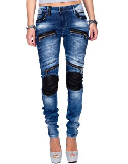 Cipo & Baxx Skinny Fit Jeans Damen Stonewashed WD346 Blue W26/L32